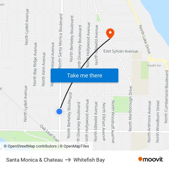 Santa Monica & Chateau to Whitefish Bay map