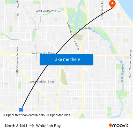 North & N41 to Whitefish Bay map