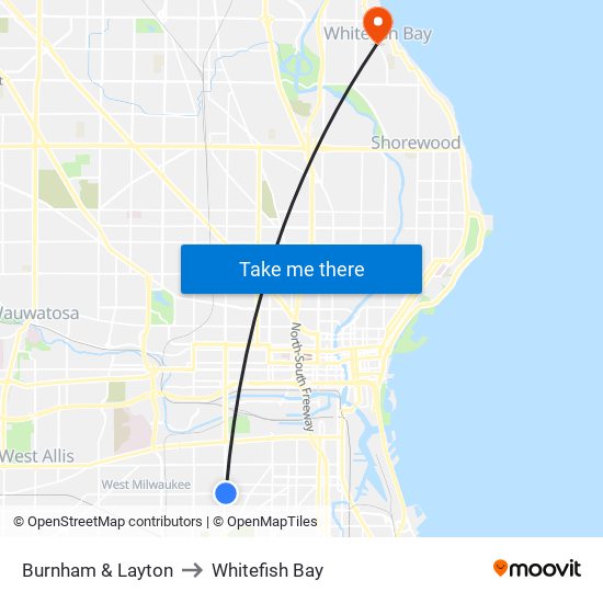 Burnham & Layton to Whitefish Bay map