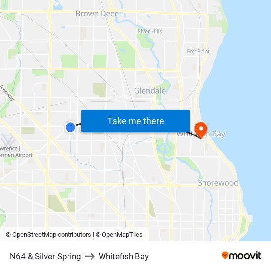 N64 & Silver Spring to Whitefish Bay map