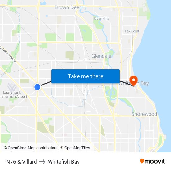 N76 & Villard to Whitefish Bay map