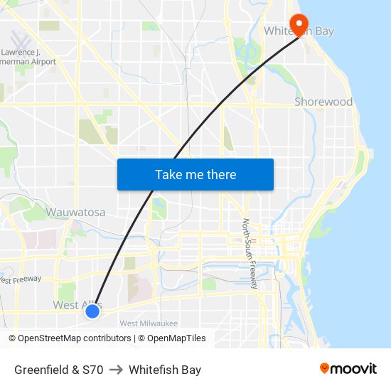 Greenfield & S70 to Whitefish Bay map