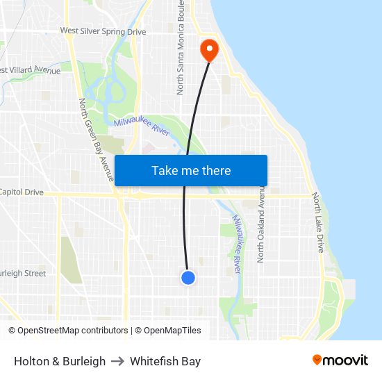 Holton & Burleigh to Whitefish Bay map