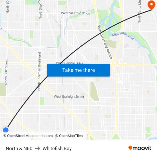 North & N60 to Whitefish Bay map