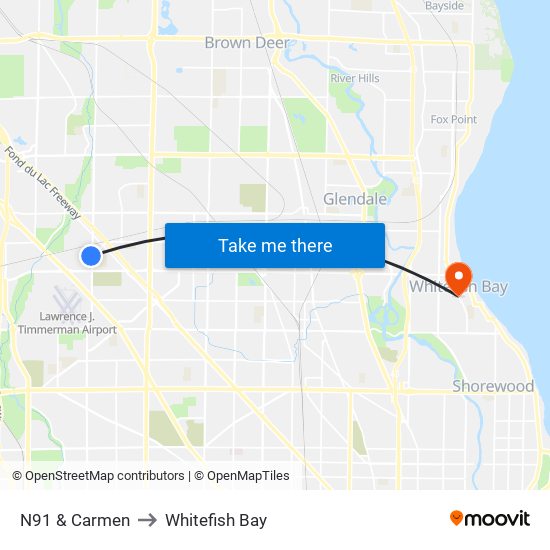 N91 & Carmen to Whitefish Bay map