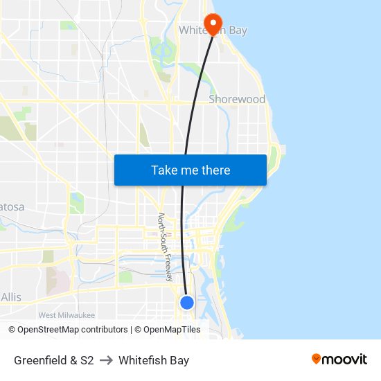 Greenfield & S2 to Whitefish Bay map