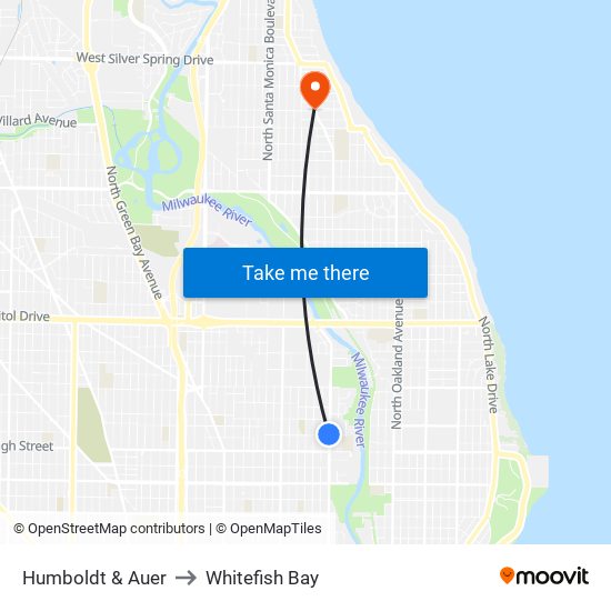 Humboldt & Auer to Whitefish Bay map