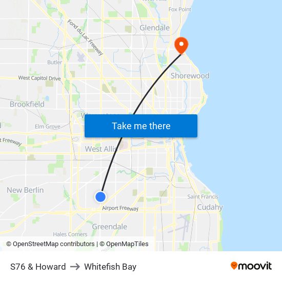 S76 & Howard to Whitefish Bay map