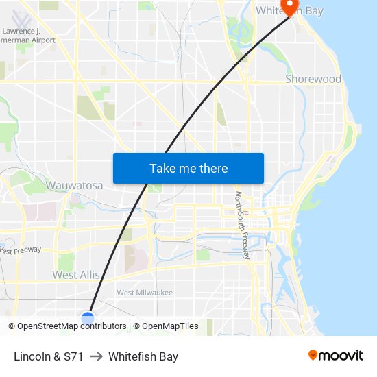 Lincoln & S71 to Whitefish Bay map