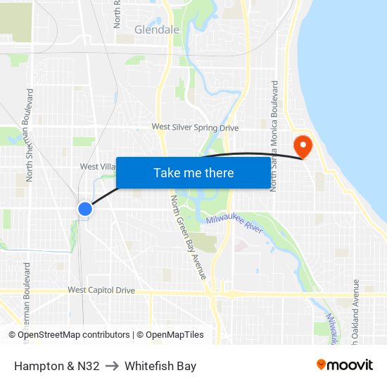 Hampton & N32 to Whitefish Bay map