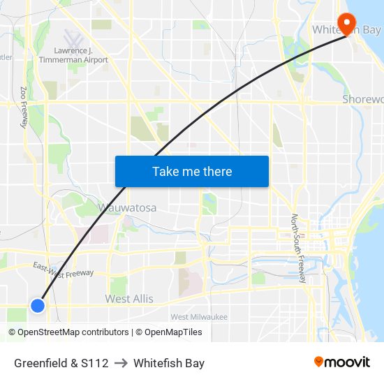 Greenfield & S112 to Whitefish Bay map
