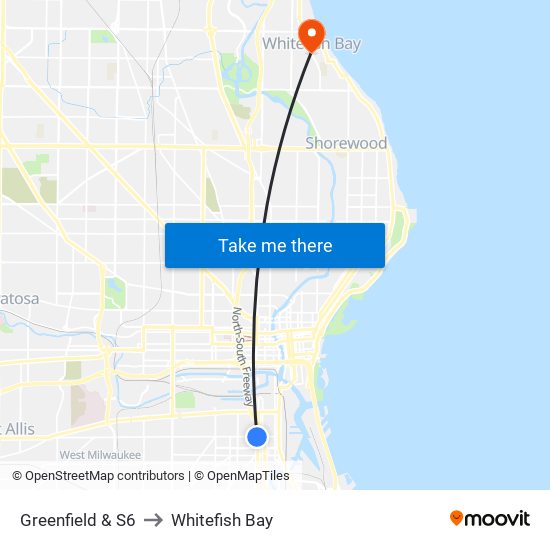 Greenfield & S6 to Whitefish Bay map