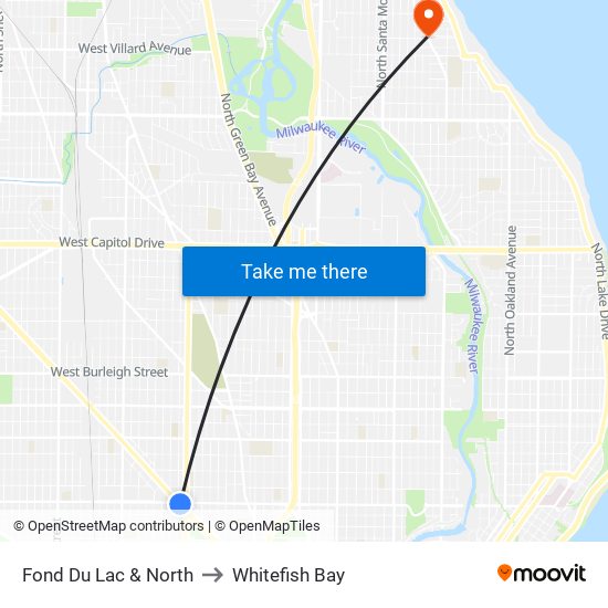 Fond Du Lac & North to Whitefish Bay map