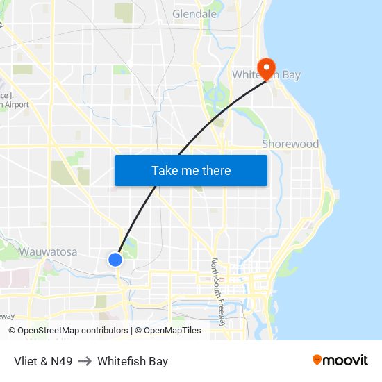 Vliet & N49 to Whitefish Bay map