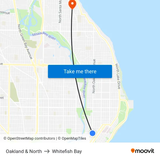 Oakland & North to Whitefish Bay map
