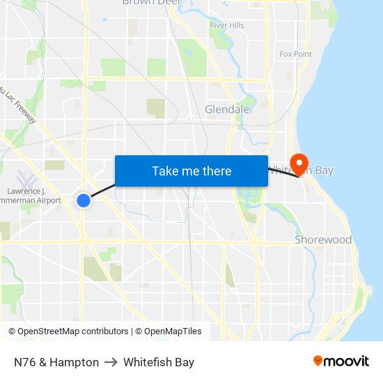 N76 & Hampton to Whitefish Bay map