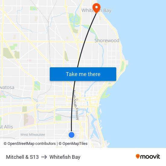 Mitchell & S13 to Whitefish Bay map