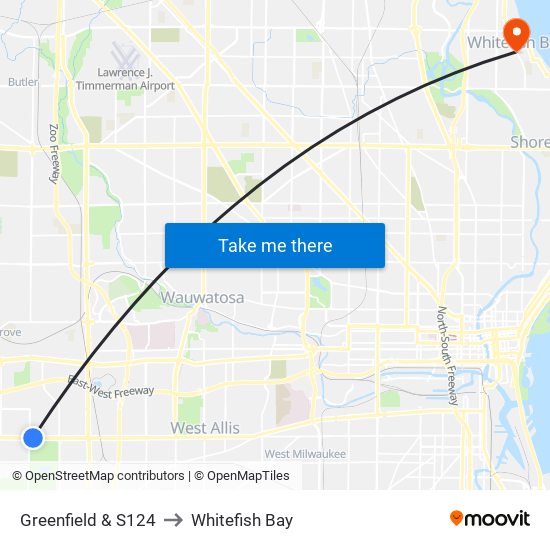 Greenfield & S124 to Whitefish Bay map