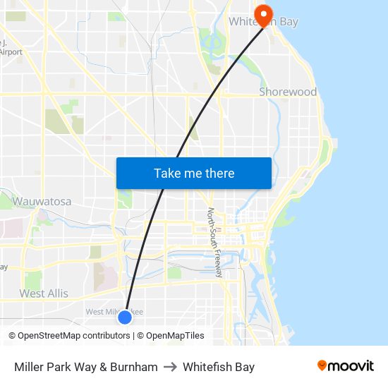 Miller Park Way & Burnham to Whitefish Bay map