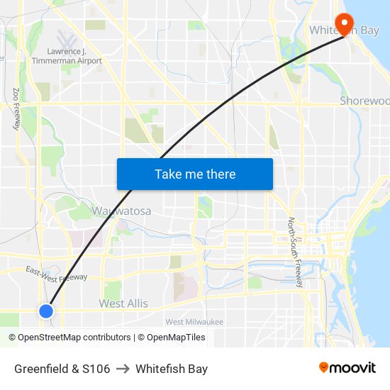 Greenfield & S106 to Whitefish Bay map