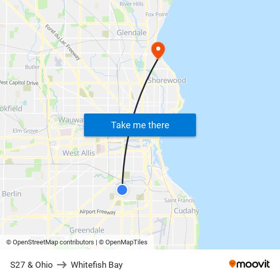 S27 & Ohio to Whitefish Bay map