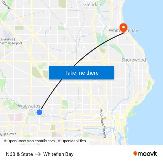 N68 & State to Whitefish Bay map