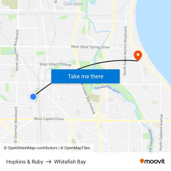 Hopkins & Ruby to Whitefish Bay map