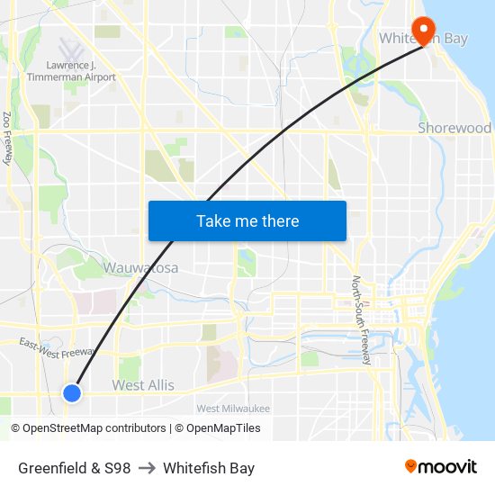 Greenfield & S98 to Whitefish Bay map