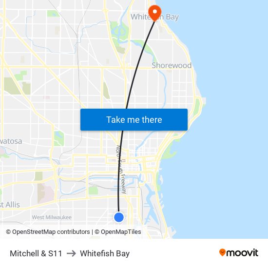 Mitchell & S11 to Whitefish Bay map