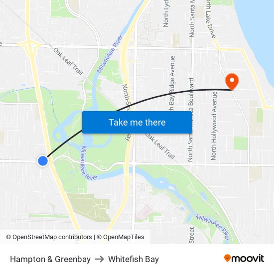 Hampton & Greenbay to Whitefish Bay map