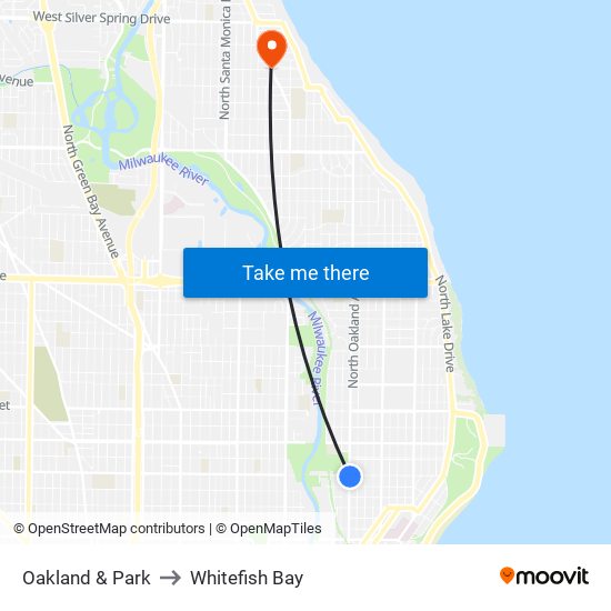 Oakland & Park to Whitefish Bay map