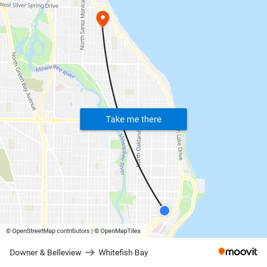 Downer & Belleview to Whitefish Bay map