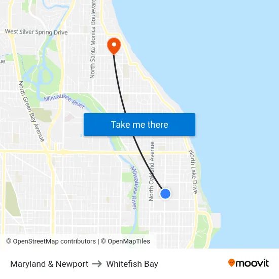 Maryland & Newport to Whitefish Bay map