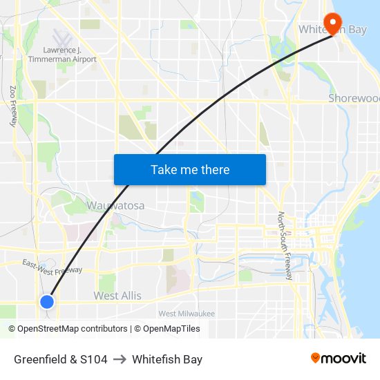 Greenfield & S104 to Whitefish Bay map