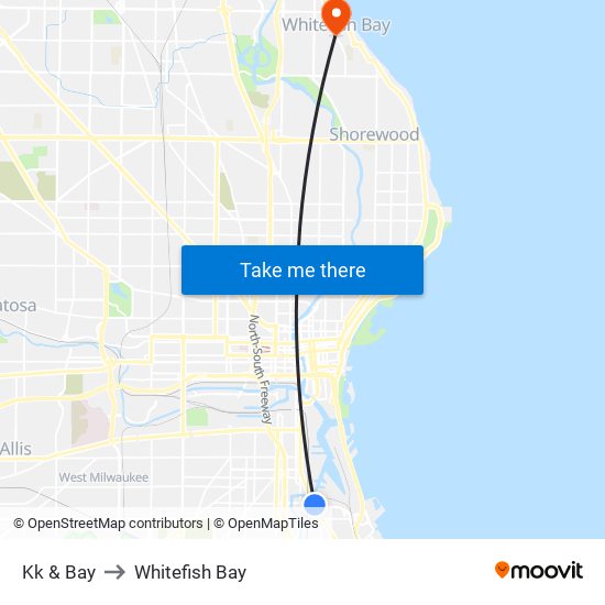 Kk & Bay to Whitefish Bay map