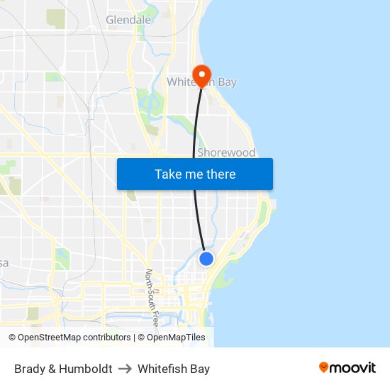 Brady & Humboldt to Whitefish Bay map