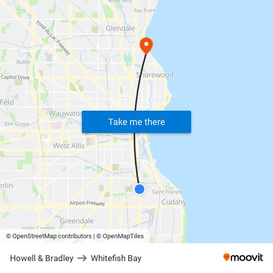 Howell & Bradley to Whitefish Bay map