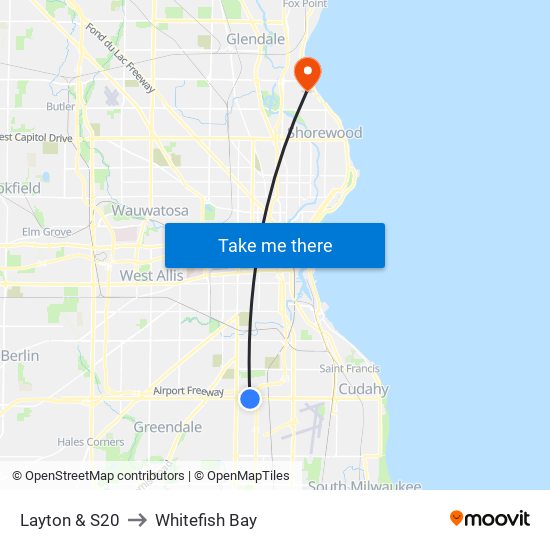 Layton & S20 to Whitefish Bay map