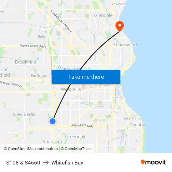 S108 & S4660 to Whitefish Bay map