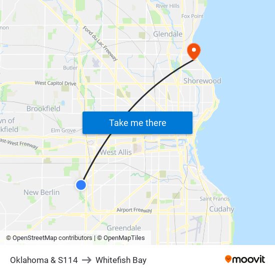 Oklahoma & S114 to Whitefish Bay map