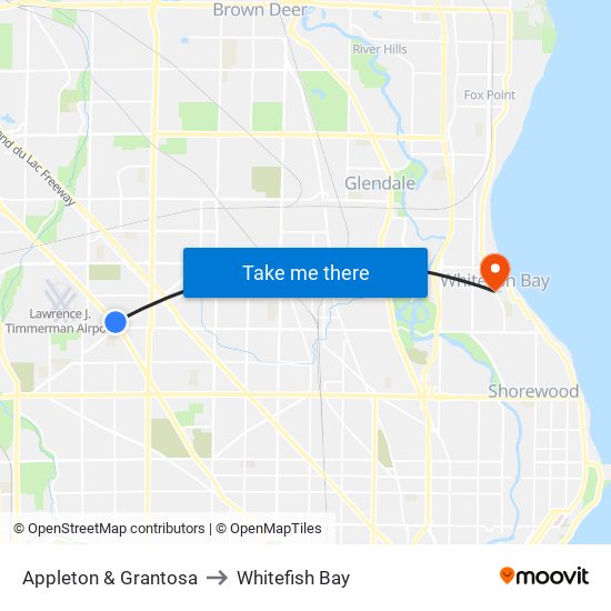 Appleton & Grantosa to Whitefish Bay map