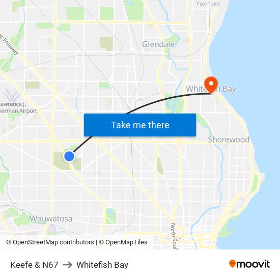 Keefe & N67 to Whitefish Bay map