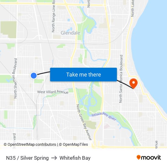N35 / Silver Spring to Whitefish Bay map