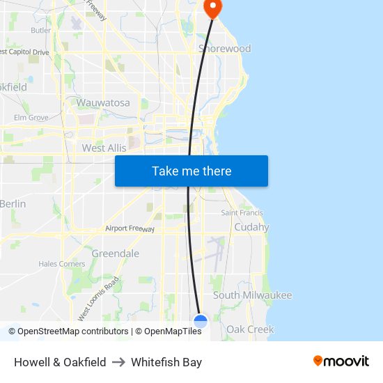 Howell & Oakfield to Whitefish Bay map