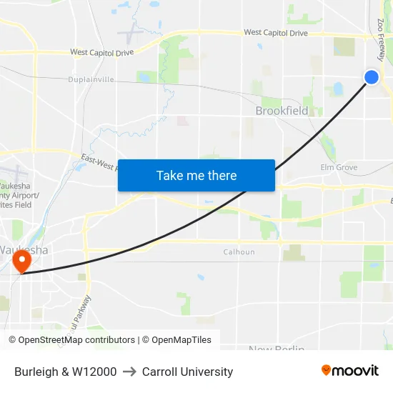 Burleigh & W12000 to Carroll University map