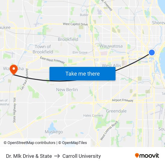 Dr. Mlk Drive & State to Carroll University map