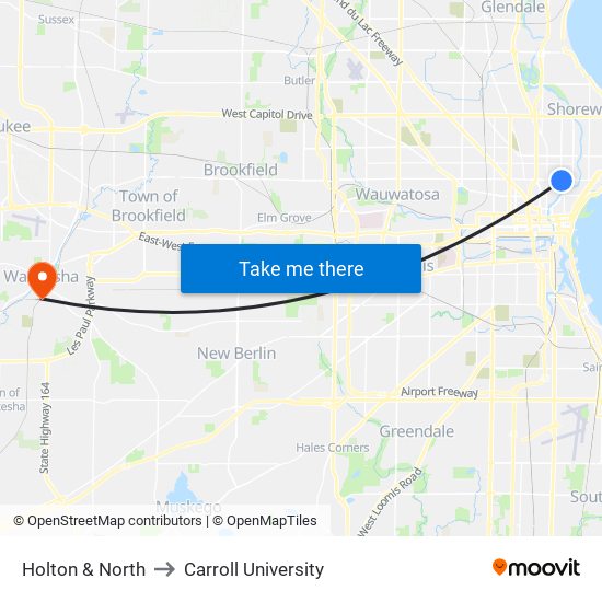 Holton & North to Carroll University map