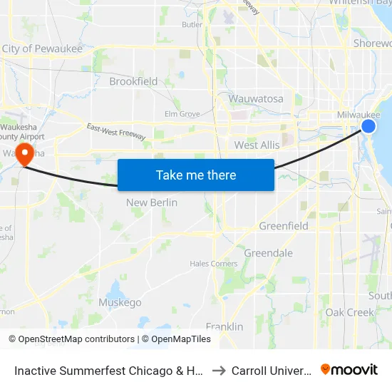 Inactive Summerfest Chicago & Harbor to Carroll University map