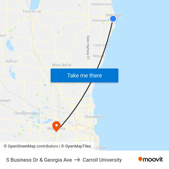 S Business Dr & Georgia Ave to Carroll University map