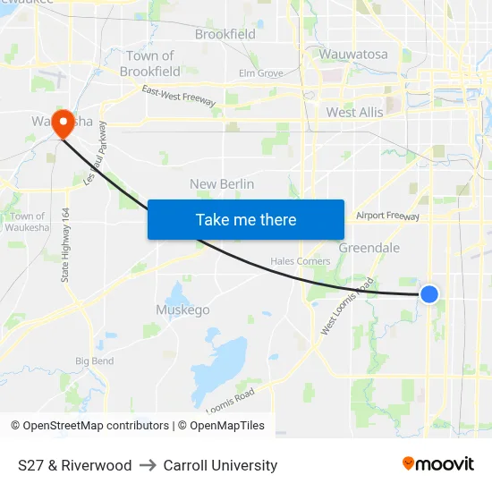S27 & Riverwood to Carroll University map